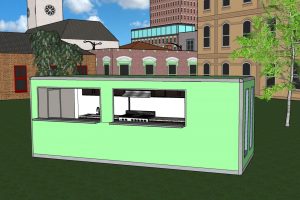 a portable building fitted out as a relocatable kitchen