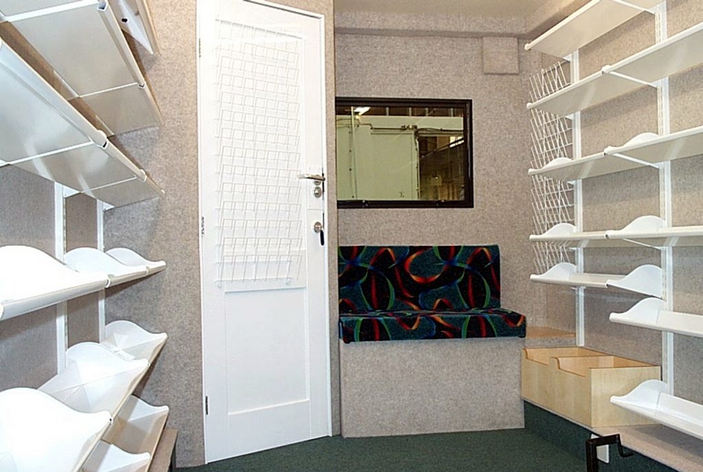 Interior view of a mobile library repair and refurbishment project