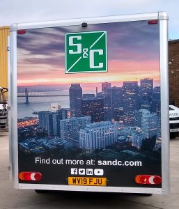 rear panel of an exhibition vehicle with very stunning photo graphics