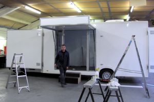 An exhibition vehicle during construction inside the MVTech factory