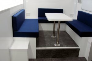 seating inside of an exhibition vehicle