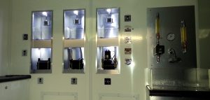 technical instrument display inside of a roadshow display vehicle
