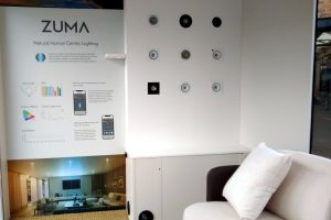 interior of an exhibition vehicle showing product display