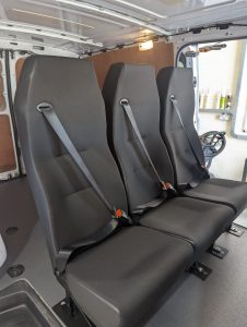 row of three seats for crew cab