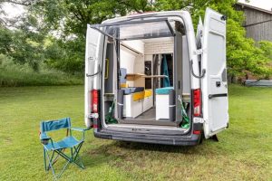 Camper pod in use in field