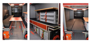 various interiors of the mobile workshop pod