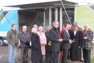 crowd of people at the opening of  another of our roadshow trucks