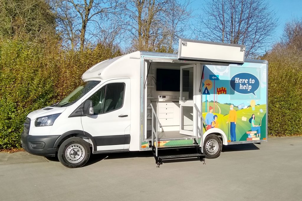 chassis cab vehicle used for roadshows in Northumberland