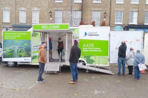 Promoting the A428 upgrade with this roadshows vehicle