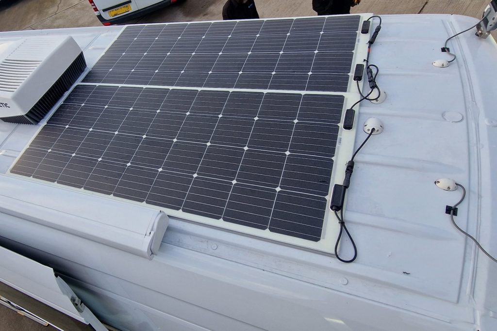 on-board power via solar panels on roof