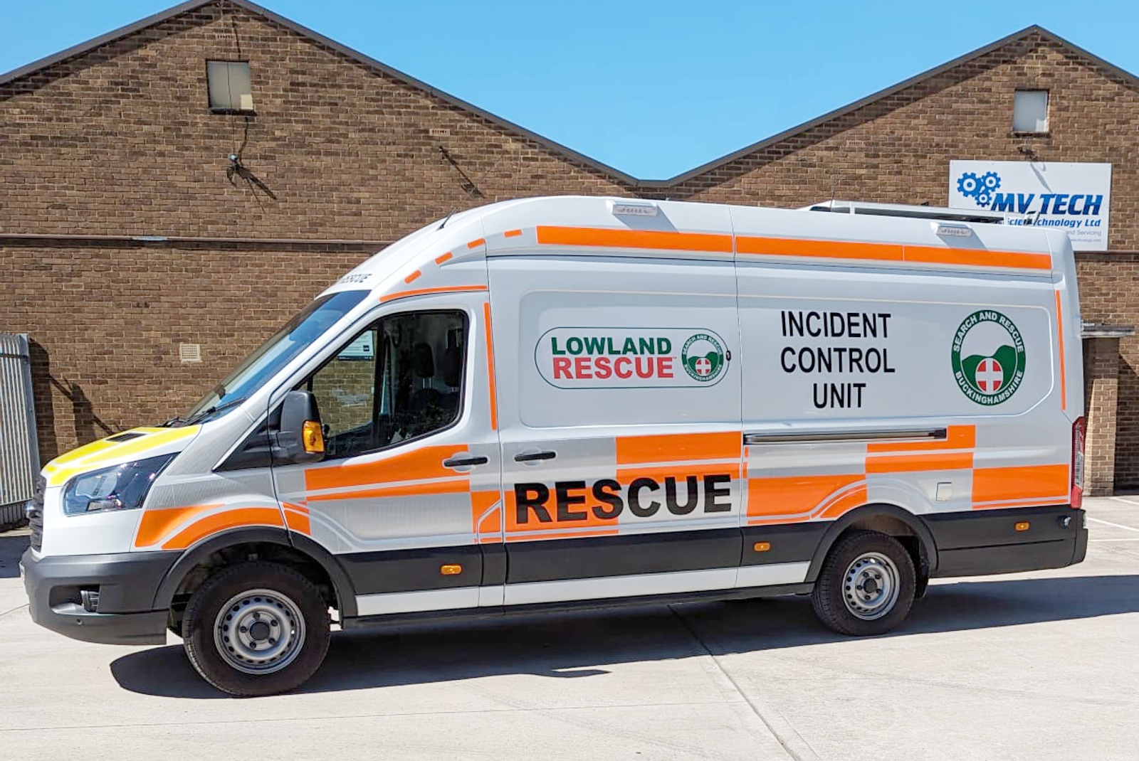 nearsdie view of a search and rescue vehicle