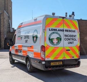 van graphics on a search and rescue vehicle