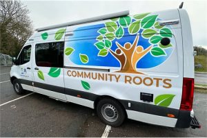 van grphics on a community outreach van
