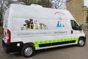 vinyl graphics on a mobile veterinary surgery