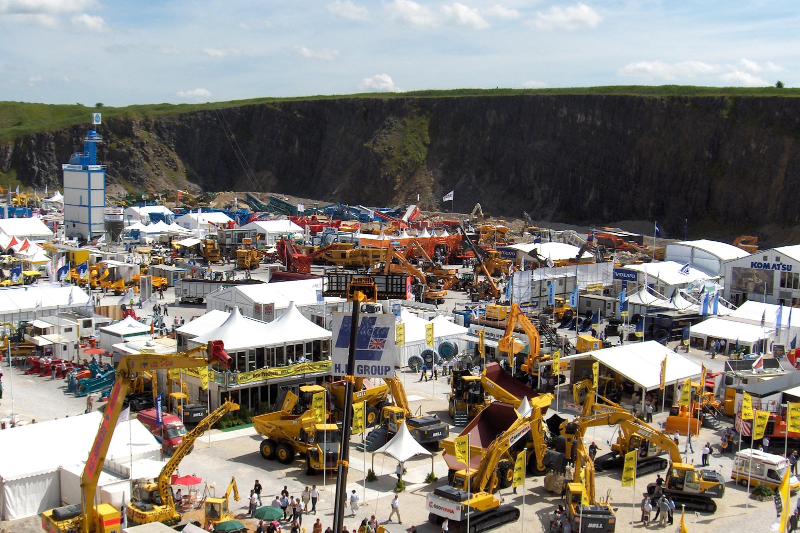 View of the Hillhead quarry event showing various stands and exhibits