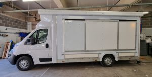 exterior view of the nearside of the mobile shop for sale