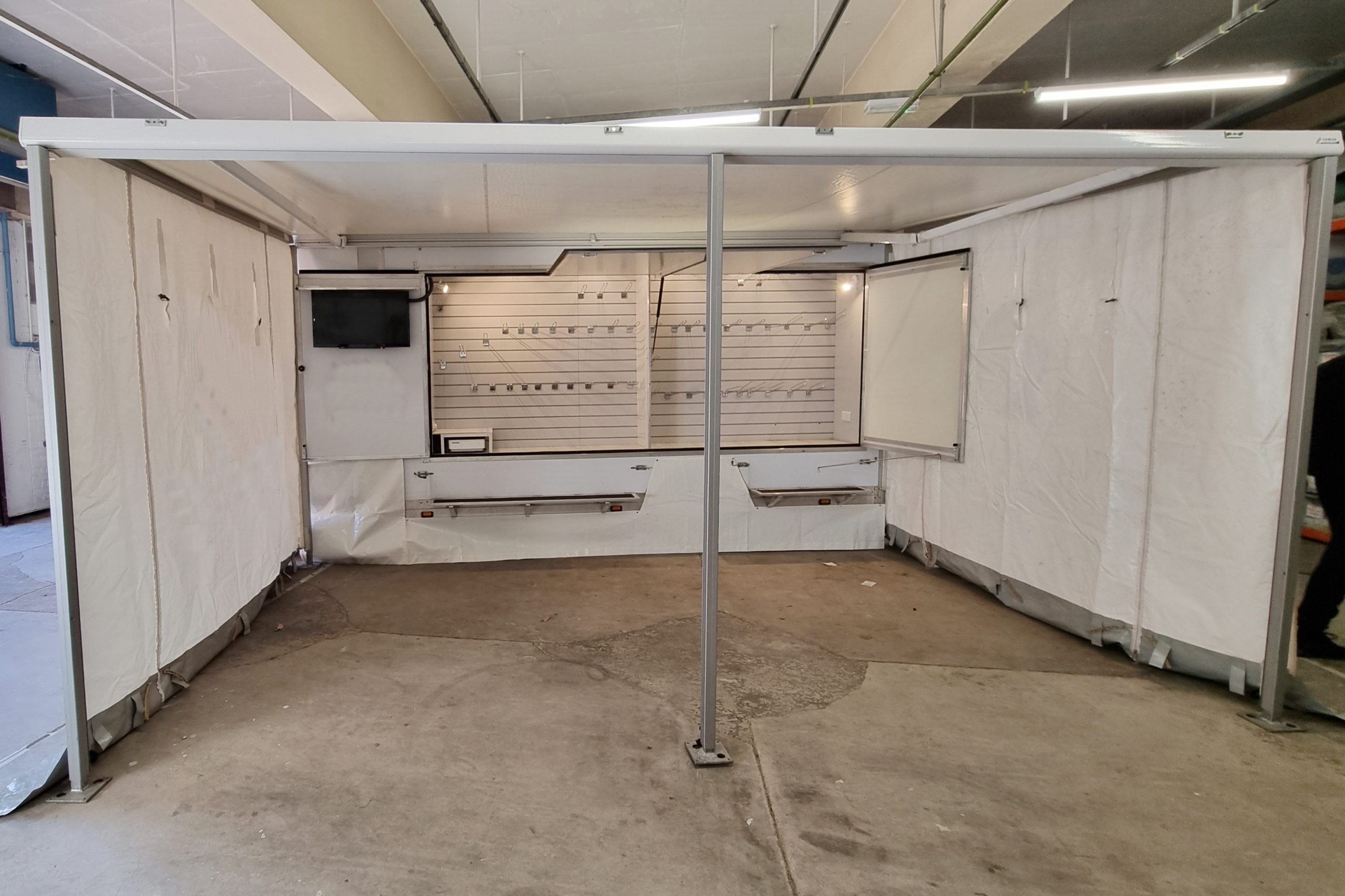 mobile shop with front awning extension