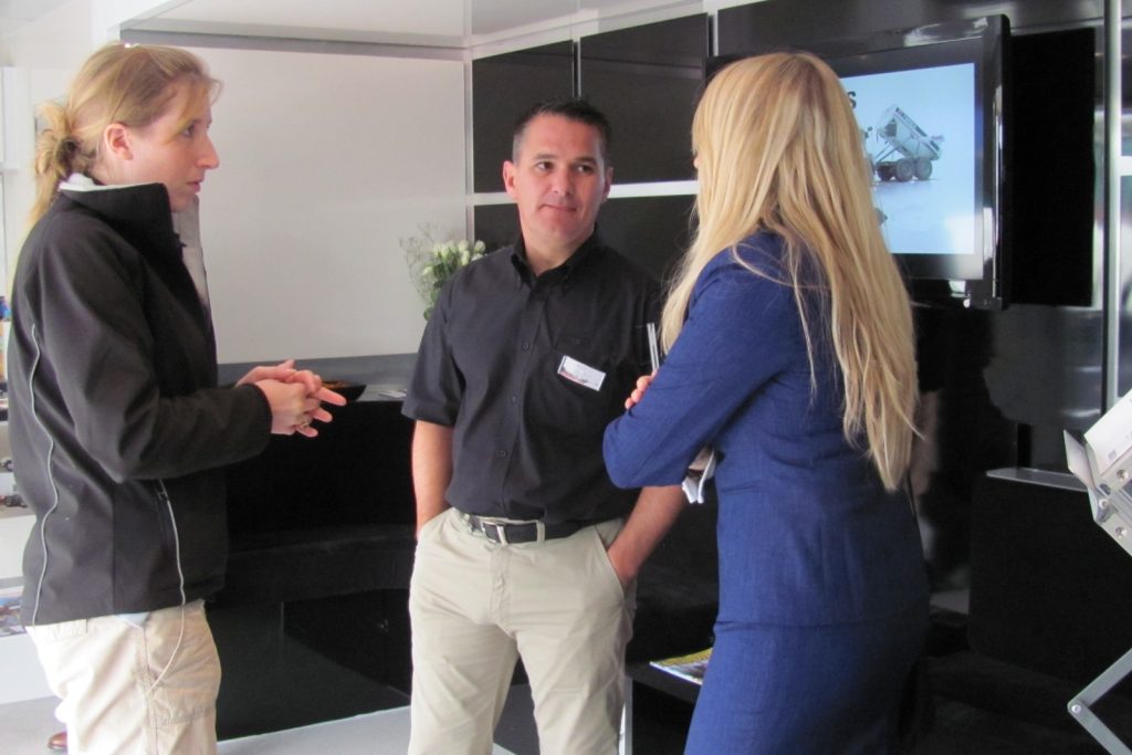 conversation in a marketing suite