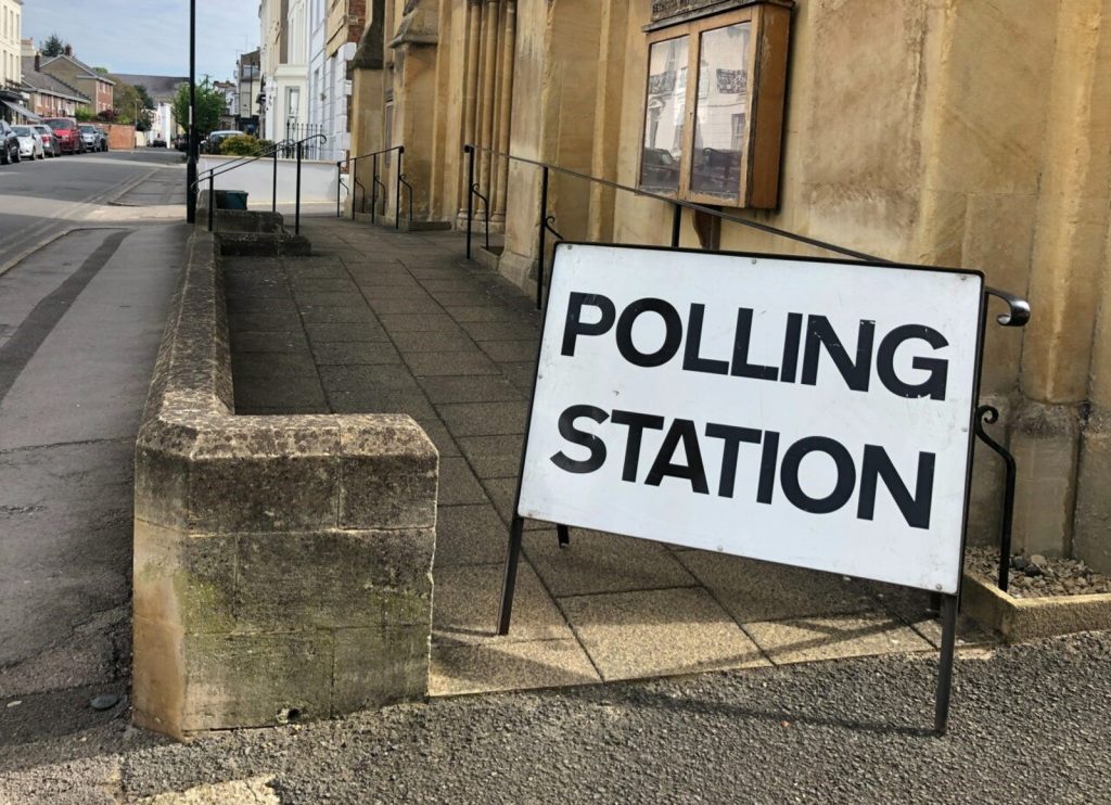 polling station sign used in general election