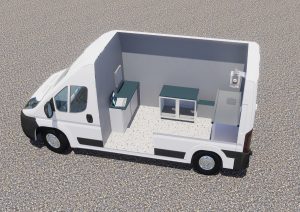 Veterinary x-ray vehicle drawing