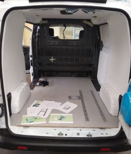van lining in process of installation