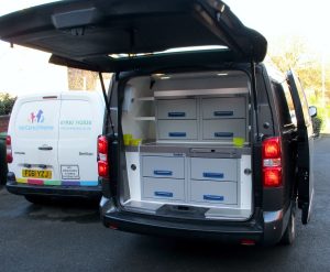 Storage drawers within the rear of one of Animedixs' animal ambulances