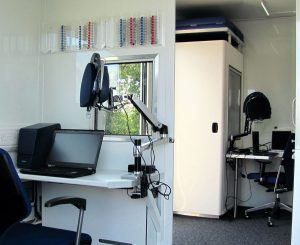 Interior view of a mobile hearing check 