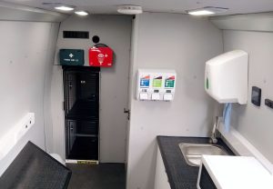 Dog kennels fitted within a security vehicle.